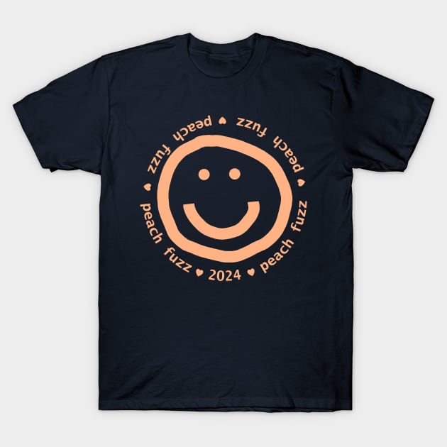 Peach Fuzz Pantone Color of the Year 2024 Smiley Face T-Shirt by ellenhenryart